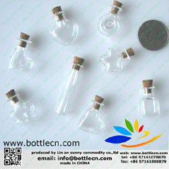 wholesale small craft glass vials pendant clear glass bottles with corks